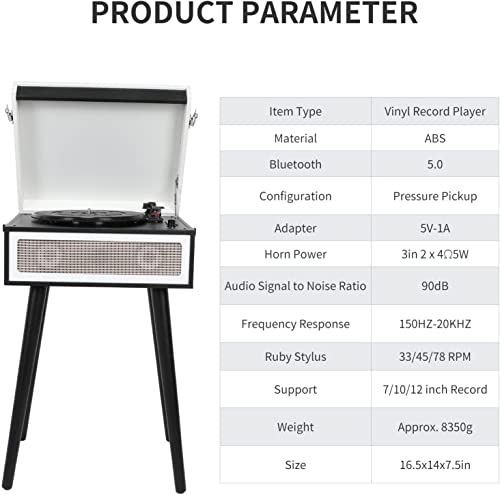 Bluetooth Record Player Retro Turntable avec des haut-parleurs intégrés et des jambes amovibles (noir et blanc) - Les Beatles, Paul McCartney, John Lennon, RIngo Starr, George Harrison Bluetooth Record Player Retro Turntable avec des haut-parleurs intégrés et des jambes amovibles (noir et blanc) – Image 3