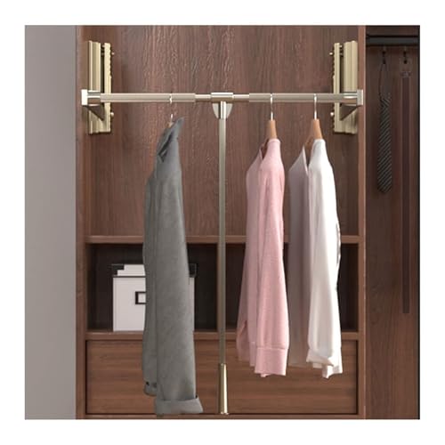 Tringle à vêtements rétractable or pour optimiser un placard haut - 2