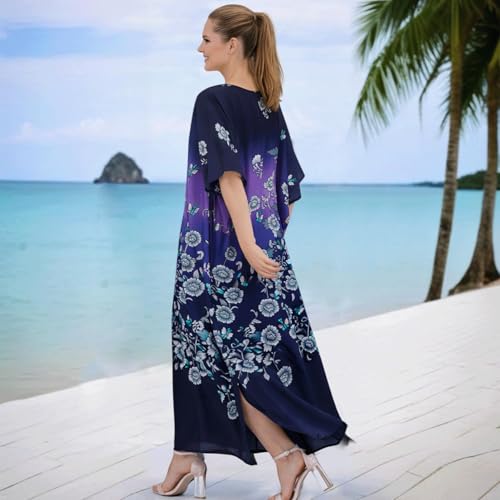 Image of Miss Lavish London Ladies Kaftans Kimono Maxi Style Dresses Suiting Teens to Adult Women in Regular to Plus Size (134-Blue, US 20-24)