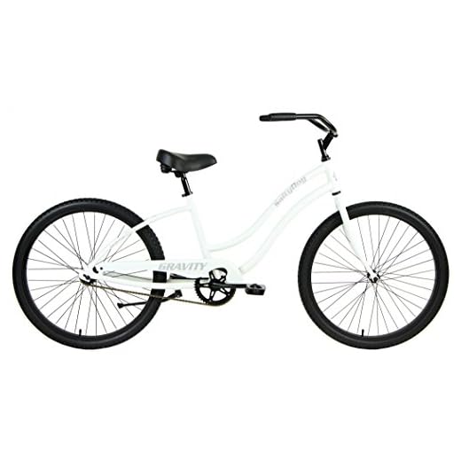 Salty Dog Gravity Aluminum Beach Cruiser Single Speed Bicycle (White, Ladies)