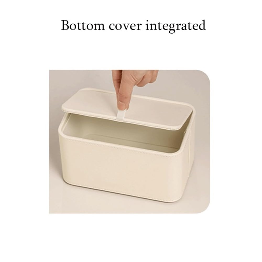 Porta fazzoletti in pelle PU beige, organizer rettangolare for casa, ufficio, bagno(Beige)