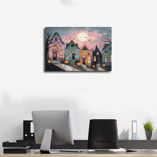 Poster paysage nocturne Halloween pour mur vide chambre
