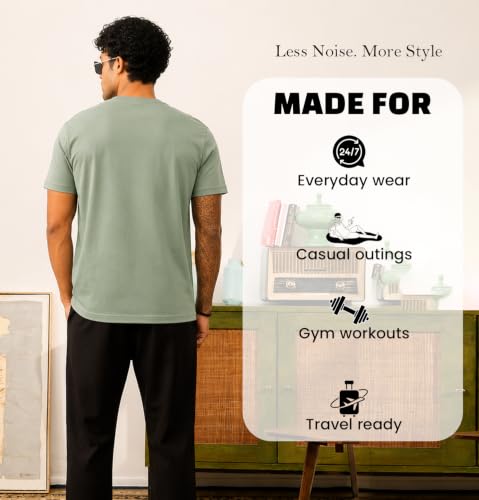 Image of Sleepynuts Men's Everyday Wear Crew Neck Regular Fit T-Shirt | Half Sleeve Solid Plain Casual T-Shirt for Men | Soft Breathable Fabric |
