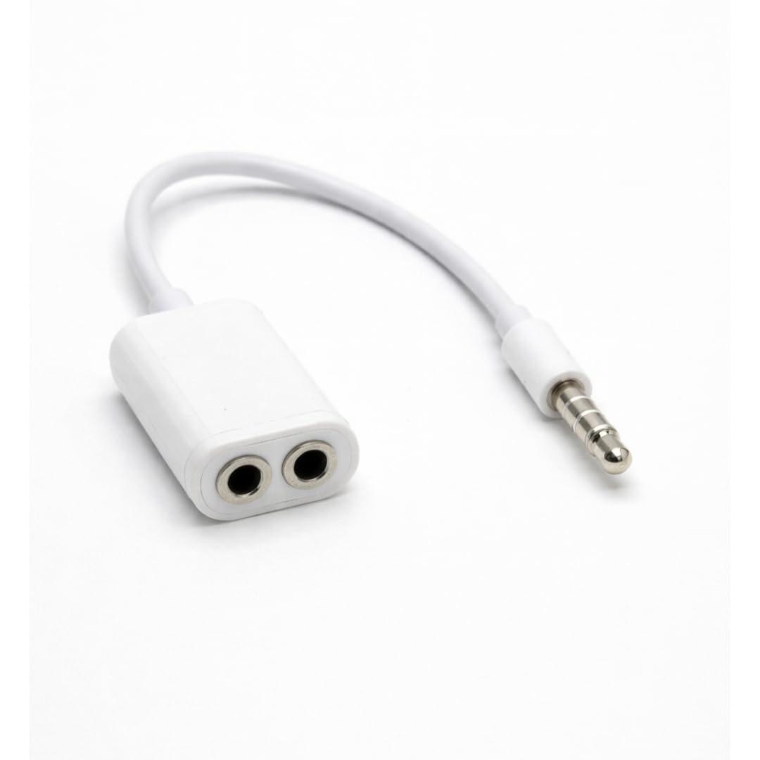 WIRESLAB 3.5mm Male to Dual Female Headphone Splitter Adapter Cable, White, Audio Jack Y Splitter for Music, Gaming, Movies-image-41
