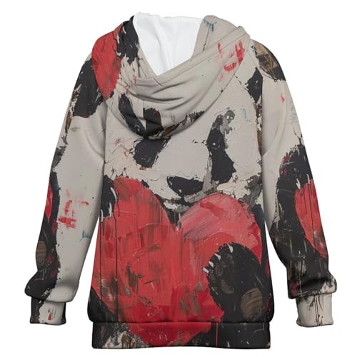 Panda HeartChildren's Raglan Sleeve Hoodie, Suitable for Home And Outdoor Use12-13Y2