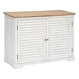 ATMOSPHERA CREATEUR D'INTERIEUR Aparador de 2 Puertas Olbia de Metal y Acacia 110x45cm Blanco