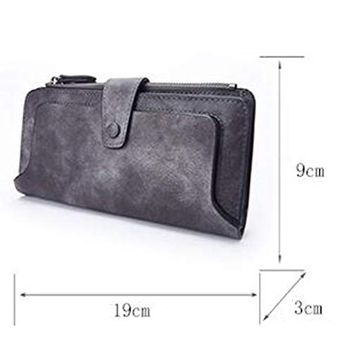 FMURY New Women's Wallet, Long Retro Oil Wax Leather Multi-Function Wallet (19 * 9 * 3cm)(D)2