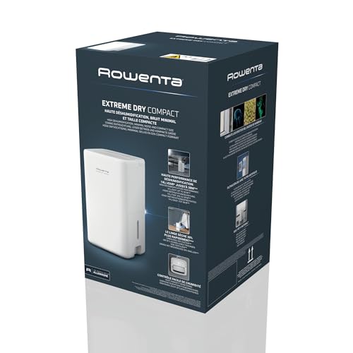 Rowenta Extreme Dry Compact, Déshumidificateur, Performant (14L/jour), Séchage rapide du linge, Suivi facile de l'humidité, DH5250F0, Blanc