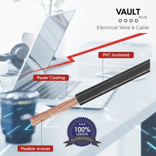 Image of VAULTPlus Black 4MM 90 MTR CCA Copper Electrical Wire | Heavy-Duty Insulated Cable for Home & Industrial Use