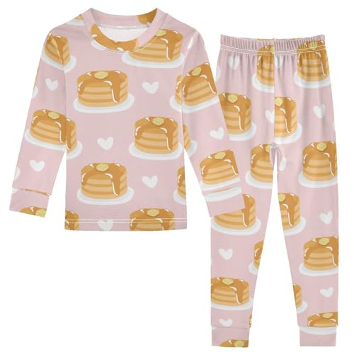 Pajama Sets Long Sleeve Top and Pants Soft Cotton Sleepwear 2 Piece Pjs Set for Home Casual Size 18M-8Y