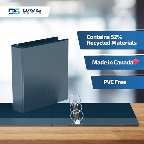 Image of Easyview 3-Ring Binder, Clear-View Cover, 2 inch Round Rings, Navy Blue, 6 Pack | Heavy-duty binder, fits 8.5 inch x 11 inch paper, customizable cover, made in Canada, ideal for school or office use