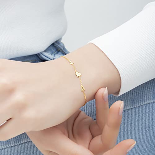 925 Sterling Silver Initial Bracelet for Women, Personalized Letter Bracelet for Mom, Custom Initial Bracelet for Her, Christmas Gift for Her, Bridesmaid Gift, Initial Charm Bracelet4