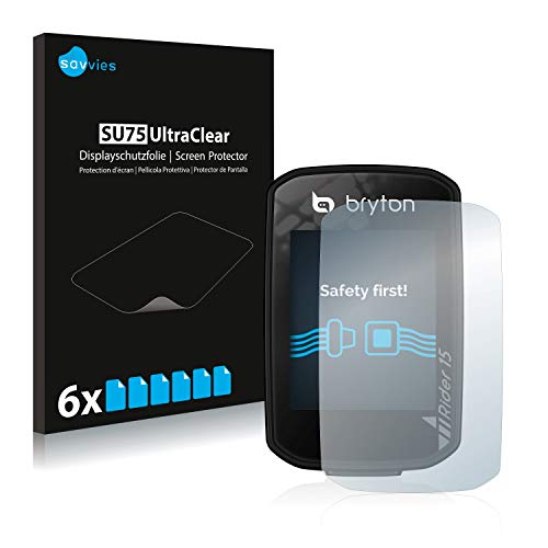 savvies Protector Pantalla Compatible con Bryton Rider 15 (6 Unidades) Película Ultra Transparente