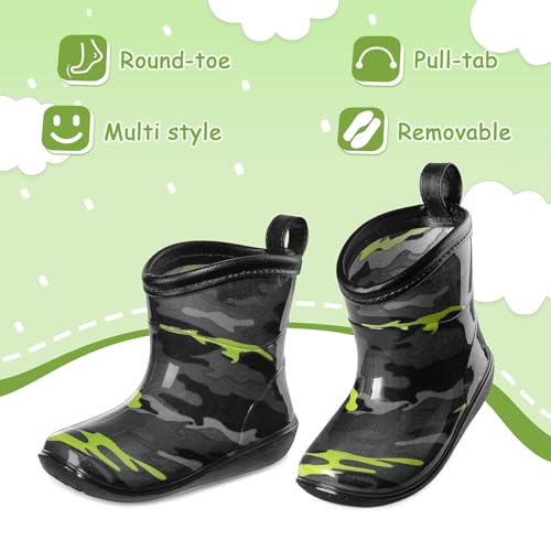 K KomForme Toddler Rain Boots Baby Easy-on Rain Shoes Lightweight Waterproof for Boys and Girls2