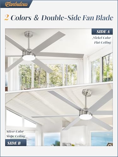 Image of Fanbulous 72 inch Outdoor Ceiling Fans with Lights, Dimmable 3CCT, Nickel