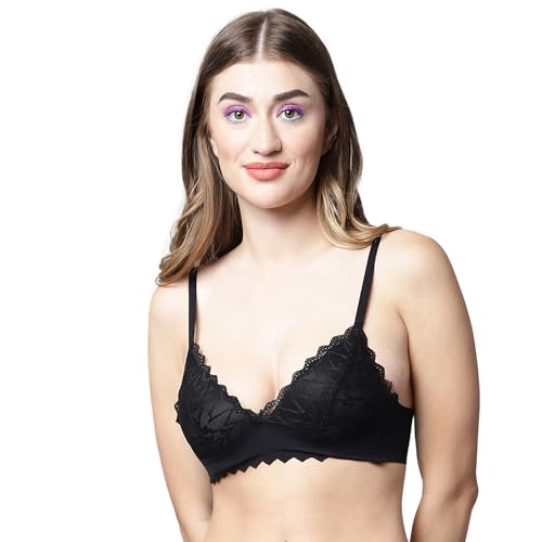 Image of Quttos Lightly Padded Non-Wired Floral Lace Bralette Bra