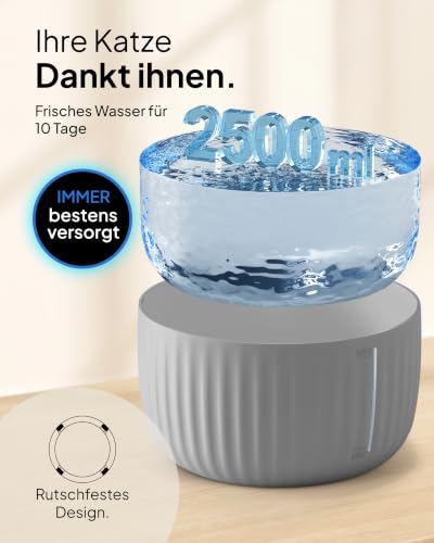 Pretty Paw Katzenbrunnen mit Leiser Pumpe, LED und Aktivkohlefilter, 2,5L – Ansicht 5