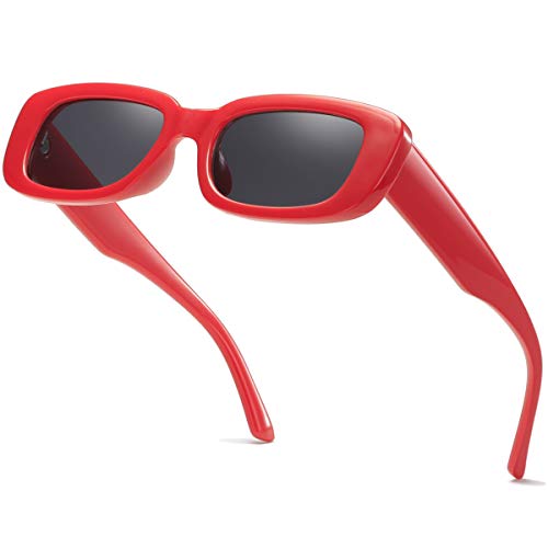 Image of Vintage Rectangle Sunglasses for Women Men 90s Fashion Narrow Square Frame Eyewear UV400 Protection