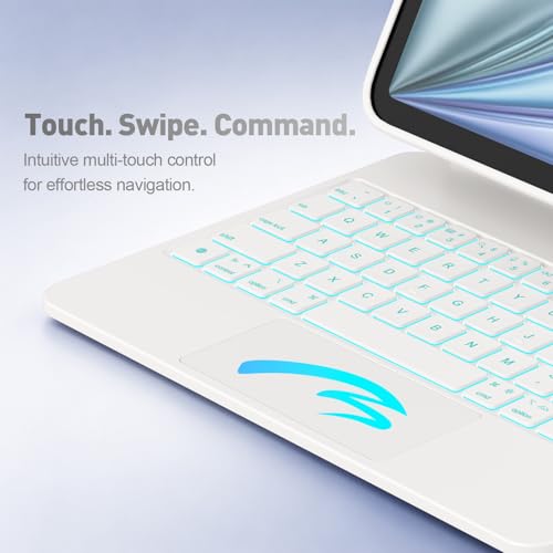 Image of for iPad Air 11-inch Case with Keyboard (M3 /M2, 2025 /2024), Keyboard for iPad Pro 11 inch (1 /2 /3 /4th Gen) & Air 4 /5, Portrait /Landscape Mode, 11-Color Backlit, Removable Protective Case, White