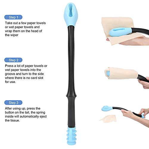WC Abwischhilfe Long Handle Reach Comfort Bottom Wiper Selbstwischassistent für Einen Unabhängigen Alltag Haushalts-Toilettenhilfewerkzeug für ältere Schwangere Frauen 15.7 Zoll(Blau)