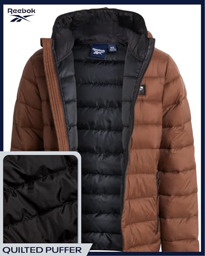 Image of Reebok Boys Winter Coat - Lightweight Insulated Puffer Jacket - Wind & Water Resistant Quilted Hooded Winter Jacket for Boys