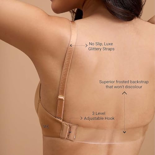 Image of NYKD By Nykaa Padded Non-Wired Transparent Back Bra with Free Transparent Shoulder Straps - NYB373