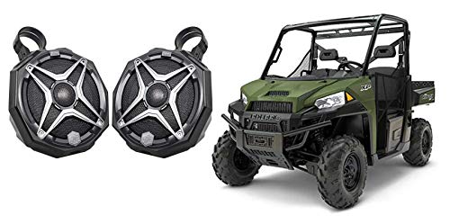 Audiosavings Bundle: Rear Harness Bar/Bumper Crossbar SSV Speakers for 2014-Under Polaris Ranger (3 Items)
