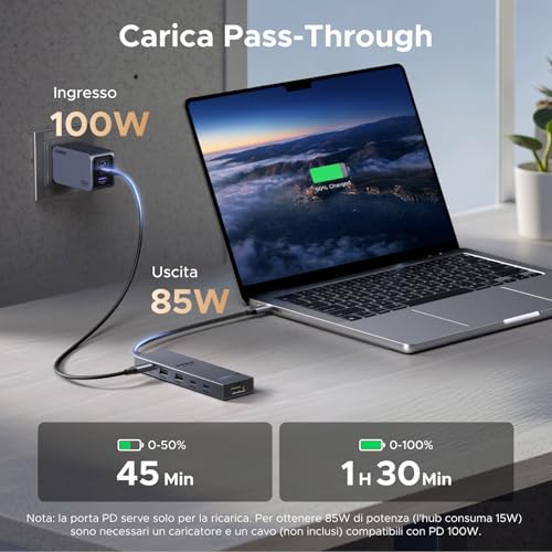 Revodok Pro 1062 Hub USB C DisplayPort 4K 60Hz Adattatore USB C a 2A2C 10Gbps PD 100W 6 In 1 Docking Station USB C DP Compatibile con MacBook iPad Pro Air Surface iPhone 17 Pro Max Air - Hub USB - Immagine 4
