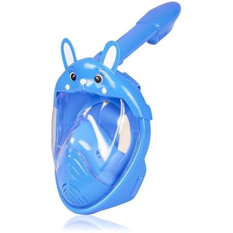 Kids Full Face Snorkel Mask, Snorkeling Gear for Kids, with Anti-Leak&Anti-Fog Breathing System, Snorkel Set Birthady Festival Prezzie for Ages 6-14(Blue) Cover