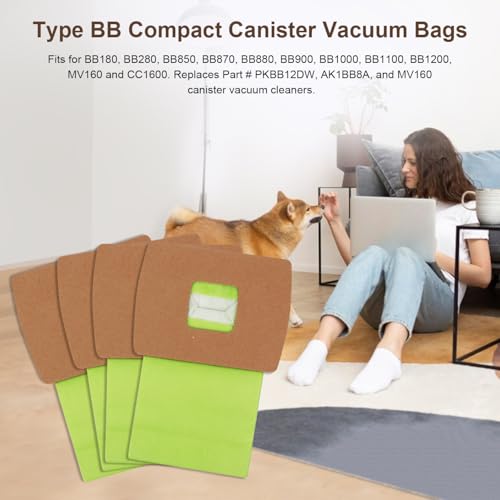 Image of Type BB Compact Canister Vacuum Bags Replacement for Oreck XL Buster B Canister Handheld Vacuum Cleaner PKBB12DW BB180 BB280 BB850 BB870 BB900 BB1000 MV160 CC1600, 8 Pack
