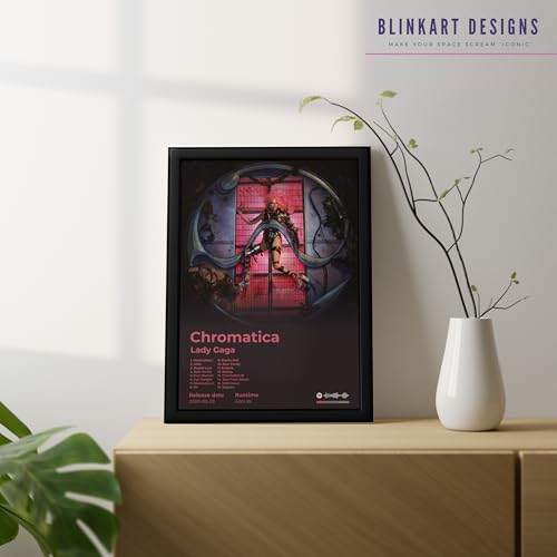 Image of BLINKART lagyGaga- Chromatica Wall Photo Frames | Wall Art for Bedroom, Living Room, Studio or Office | Album Cover Print with Spotify Song Link QR Code | Gift for Fans - 8x12 In