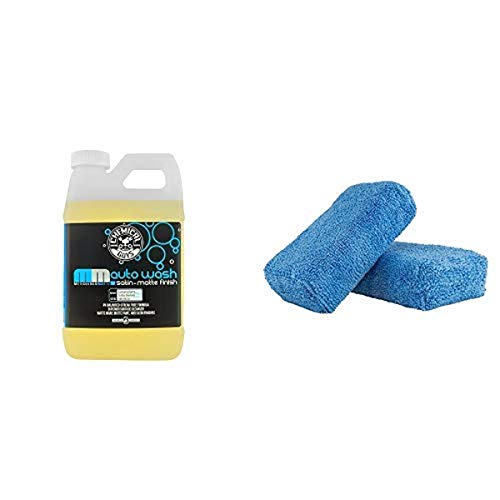 Chemical Guys CWS_995 Meticulous Matte Auto Wash (64 oz), 64. Fluid_Ounces and MIC_292_02 Premium Grade Microfiber Applicator, Blue (Pack of 2)