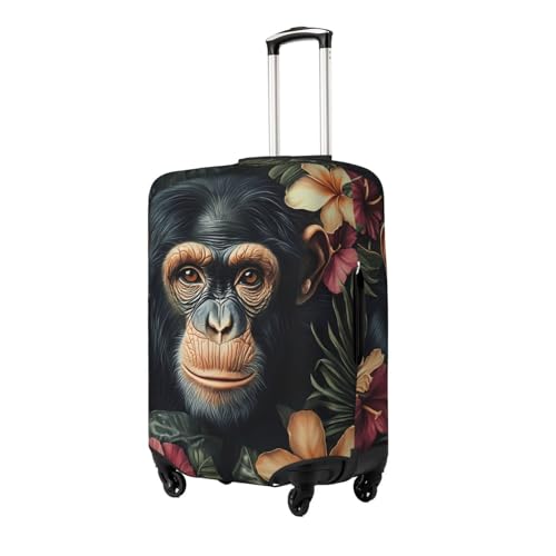 Monkey Floral Elastic Travel Luggage Cover, Washable Spandex Suitcase Protector, Anti-Scratch Fits 18-32 Inch2