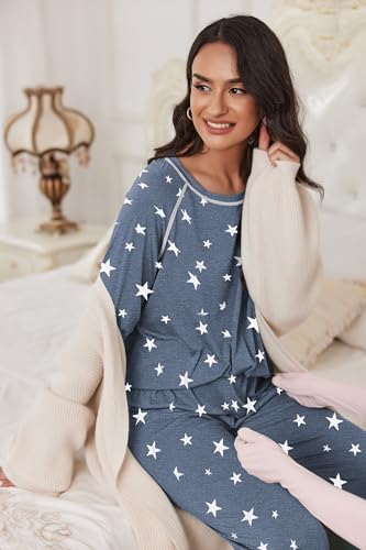 Image of Ekouaer Pajamas Set for Women Soft Comfy Pjs Sets Long Sleeve Sleepwear Loungewear S-XXL