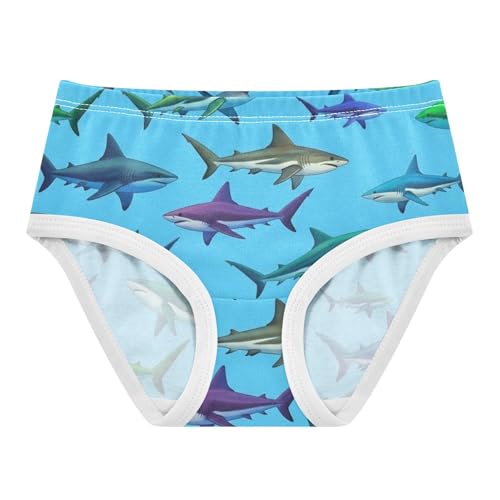 Cotton Girls Underwear Toddler Watercolor Sharks Blue Sea Panties Little Girl Durable Kids Briefs Undies 2t