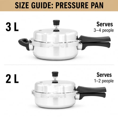 Image of SOLARA Triply Outer Lid Pressure Pan 2 Litre | 3-Ply Stainless Steel | Induction & Gas Compatible | Uniform Heat Distribution | ISI Certified | Silver