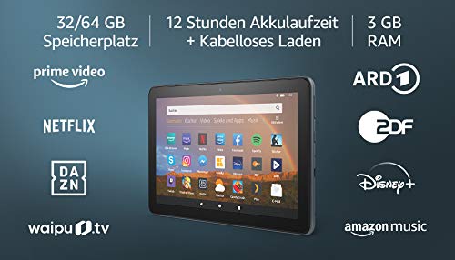 Amazon Fire HD 8 Plus-Tablet, 8-Zoll-HD-Display, 32 GB, Schiefergrau mit Spezialangeboten; unser bestes 8-Zoll-Tablet für Unterhaltung unterwegs, Zertifiziert und generalüberholt