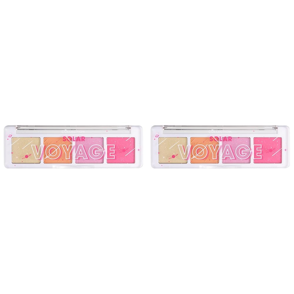 CollectionCosmetics Intensely Pigmented Mini Eye Shadow Palette; 4 Shades, Soft Pinks; Orange, Crease-Free Formula; Solar Voyage (Pack of 2)
