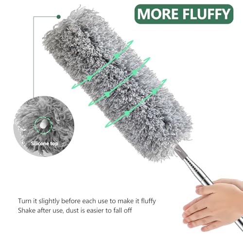 Image of SetSail Dusters for Cleaning, 100-inch Extra-Long Cobweb Duster with Extension Pole, Bendable Microfiber Head & Cobweb Brush Washable Ceiling Fan Cleaner Duster Kit for High Ceilings, Corner