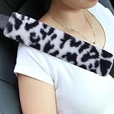 Amooca Soft Faux Sheepskin Seat Belt Shoulder Pad for a More Comfortable Driving, Compatible with Ad