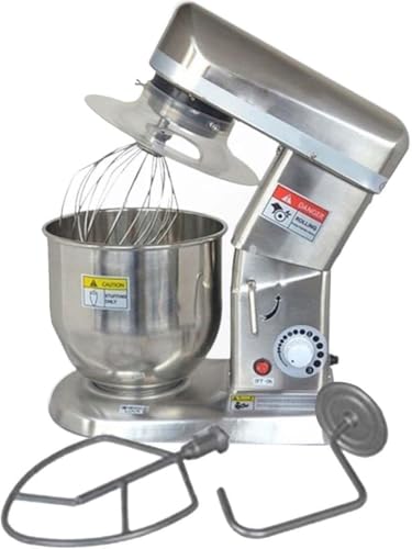 Batidora Amasadora Profesional con Gancho, Bol Acero Inoxidable 5L/7L/10L, Batidora Eléctrica 3 Velocidades Cabeza Basculante para Pan, Tarta, Pizza - Motor 500W, Acción Planetaria, Silenciosa,7L