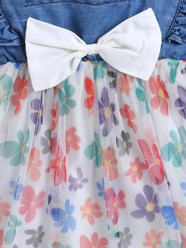 Image of Dresses for Kids Girls, Stylish Knee Length Once Piece Denim Frocks for Girls, Casual Dress for Summer & Special Occasion