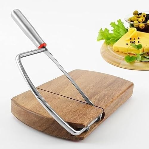 Affettatrice versatile per formaggio in legno, taglierina, affettatrice per formaggio, lama in acciaio inox, facile tagliere per formaggio burro, formaggio, verdure, salsiccia, pane