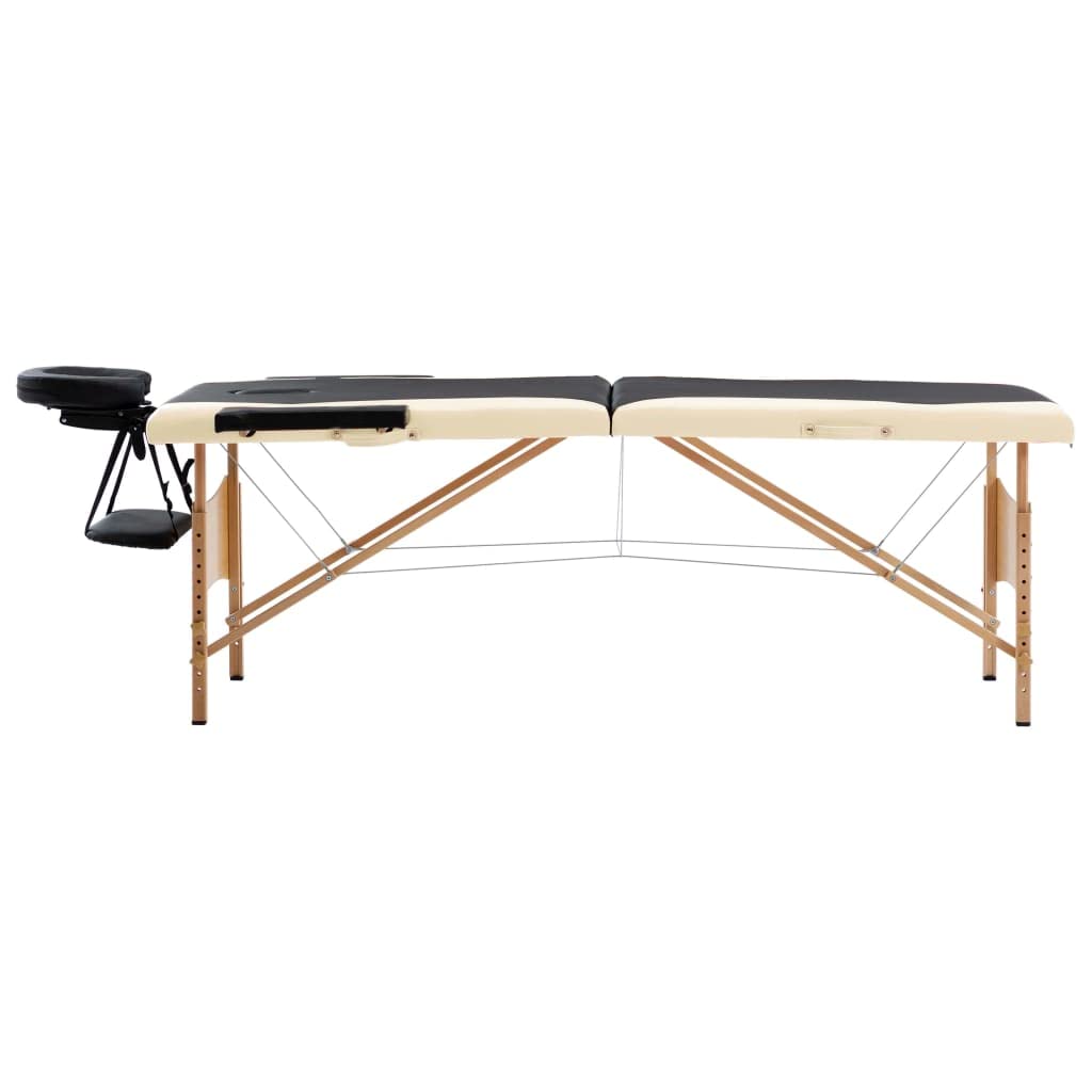 Massageliege Klappbar 2-Zonen mit Holzgestell Schwarz und Beige,Gesundheit & Schönheit,Körperpflege,Massage & Entspannung,Massagetische,Schwarz,16.15 kg-110205