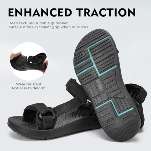 Mens Hiking Sandals with Arch Support - Cushion Sport Athletic Walking Sandles Outdoor Summer Comfortable Casual Waterproof Beach Water Sandal for Wide Feet 5