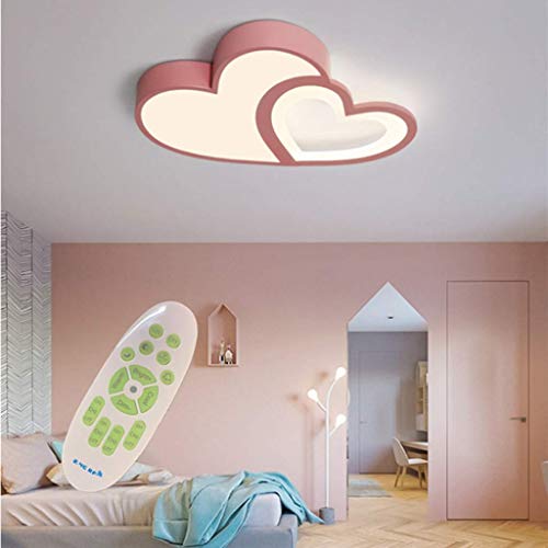 Lampe De Bébé LED Moderne Bande Dessinée Plafonnier Creative Chambre D'enfants Design Acrylique Abat-Jour Lampe De Plafond Pour Chambre D'enfant Chambre Dimmable Avec Lustre Fille À Distance,Rose