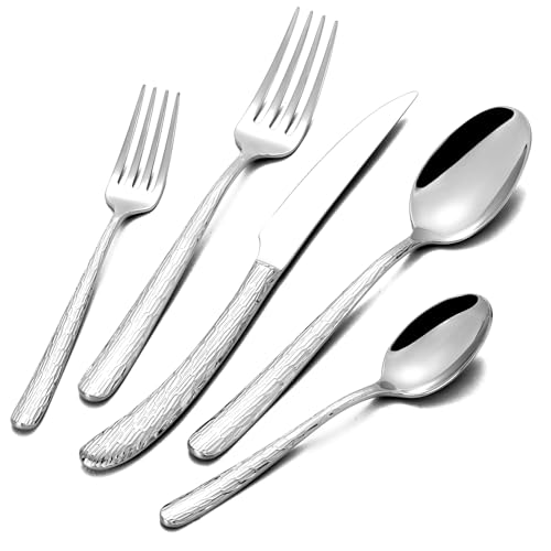 20 Piece Heavy Duty Stainless Steel Silverware Set for 4, Compralo Luxury Mirror Polish Cutlery Set Flatware Set for Formal Dining & Entertaining, Dishwasher Safe for Heavy Use