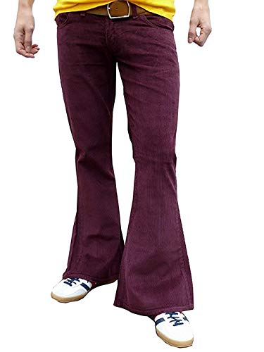 Fuzzdandy Herren Weinrot Rot Lila Kord Schlaghose Flares 60er 70er Retro -...