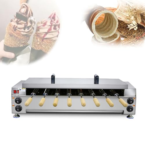 Commercial Fireplace Cake Oven, 6000W Electric Ice Cream Cone Machine with 8 Pcs Roller, Temperature Range (50 °C ~ 300 °C), Chimney Cake Oven for Restaurant, Home, Kitchen