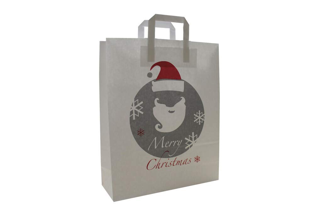 PGV Papiertragetaschen Weihnachten mit Flachhenkel Santa - Verschiedene Größen und Mengen (32 + 12 x 40 cm, 250 Stück)